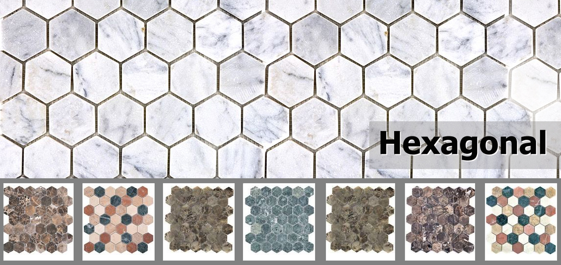 Mosaik Fliese Marmor Naturstein Hexagon weiß Carrara Fliesenspiegel 44-0103_b 