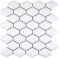 Preview: Retro Mosaik Fliese Keramik Diamant weiß glänzend 13MD-0101