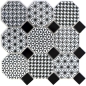 Mobile Preview: Mosaik Fliese Keramikmosaik Octagon MISTO weiß glänzend schwarz Octa-0301