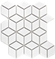 Preview: Retro Mosaik weiß glänzend Fliese Keramikmosaik 3D Würfel 13OV-0101