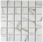 Mobile Preview: Mosaik Fliese weiß Calacatta beige marmorierte Steinoptik Keramikmosaik 14-0112