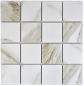 Preview: Mosaik Fliese Calacatta weiß beige marmorierte Steinoptik Keramikmosaik 16-0112