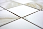 Preview: Mosaik Fliese Calacatta weiß beige marmorierte Steinoptik Keramikmosaik 16-0112