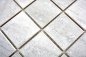 Preview: Mosaik Fliese Travertin grau matt Naturstein Optik Keramikmosaik 16-0211