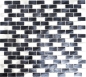 Mobile Preview: Mosaik Fliese Aluminiummosaik Silber Schwarz Brickoptik Gebürstet Fliesenspiegel Wandfliese - 48-0208