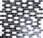 Preview: Mosaik Fliese Aluminiummosaik Silber Schwarz Brickoptik Gebürstet Fliesenspiegel Wandfliese - 48-0208