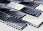 Mobile Preview: Mosaik Fliese Aluminiummosaik Silber Schwarz Brickoptik Gebürstet Fliesenspiegel Wandfliese - 48-0208