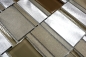 Preview: Mosaik Fliese Aluminiummosaik Kombination Glasmosaik Klar Beige Braun Silber Fliesenspiegel - 49-1202