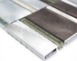 Preview: Mosaik Fliese Aluminiummosaik Kombination Glasmosaik Klar Anthrazit Silber Fliesenspiegel - 49-0205