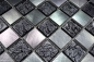 Mobile Preview: Mosaik Fliese Aluminiummosaik Glasmosaik Schachbrett Schwarz Silber Struktur Wandfliese - 49-0302