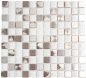 Preview: Glasmosaik Mosaikfliese Edelstahl Bordüre Weiß silber Fliesenspiegel 129-0104_8mm