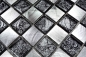 Preview: Mosaik Fliese Aluminiummosaik Glasmosaik Schachbrett Schwarz Silber Struktur Wandfliese - 49-0302_8mm