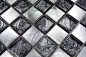 Preview: Mosaique damier mix aluminium translucide mix noir argent mat - 10 feuilles de mosaique