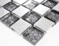 Preview: Mosaique damier mix aluminium translucide mix noir argent mat - 10 feuilles de mosaique