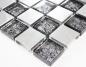 Preview: Mosaik Fliese Aluminiummosaik Glasmosaik Schachbrett Schwarz Silber Struktur Wandfliese - 49-0302_8mm