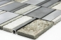 Mobile Preview: Quarzit Aluminium Mosaik Riemchen Silber Grau Anthrazit Wanverkleidung Küchenfliese - 49-505