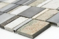 Mobile Preview: Quarzit Aluminium Mosaik Rechteck Silber Grau Anthrazit Wanverkleidung Küchenfliese - 49-515