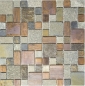 Preview: Mosaique Cuivre Marron Rouille gris Pierre Quartz Combinaison Carreau mural - 47-595
