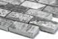 Preview: Quarzit Mosaik Fliese Natursteinmosaik Brick silbergrau poliert 28-0202_C