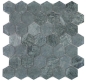 Preview: Hexagonale Mosaik Naturstein Fliese Marmor anthrazit grau grünstich 44-0210