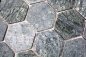 Preview: Hexagonale Mosaik Naturstein Fliese Marmor anthrazit grau grünstich 44-0210