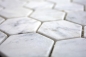 Mobile Preview: Hexagonale Mosaik Naturstein Fliese Marmor weiß grau Carrara 44-0103