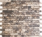 Preview: Mosaique en batonnets Marbre Mosaique en pierre naturelle Impala brun flamme 40-1304