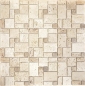 Preview: Travertin Mosaik Fliese Natursteinmosaik Kombination beige braun 43-1212-15