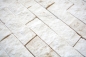 Mobile Preview: Splitface Mosaik Fliese Kalkstein Natursteinwand weiß cream Limestone 3D 29-49248