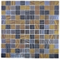 Preview: Deluxe Mosaikfliese Glas Recycling Schwarz Anthrazit Satin Gold Bronze Vidrepur Arts - 360-357