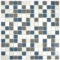 Preview: Mosaico de vidrio mezcla blanco gris metal brillante - 10 hojas de mosaico