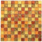 Mobile Preview: Mosaik Fliese Glasmosaik Gold Rot Orange Struktur Wandverkleidung Küche Bad - 120-07814