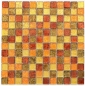 Preview: Mosaik Fliese Glasmosaik Gold Rot Orange Struktur Wandverkleidung Küche Bad - 120-07814