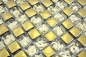 Preview: Mosaik Fliese Glasmosaik Gold Klar Wandfliese Küchenfliese Fliesenspiegel - 92-0707
