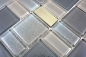 Preview: Mosaico di vetro Grigio antracite Crema Iridescente Backsplash 68-0213G