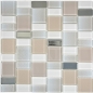 Preview: Glasmosaik Weiss Grau Beige Perl Schillernd perlfarbend Fliesenspiegel 68-0136P