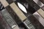 Preview: Riemchen Rechteck Mosaikfliesen Glasmosaik Aluminium Naturstein beige braun silber schwarz Fliesenspiegel Wand WC - 87-48X