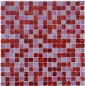 Preview: Glasmosaik Stein Mosaikfliese Rustikal Resin rot pink grau matt 92-0911