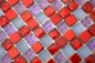 Preview: Mosaico de vidrio piedra mosaico azulejo Resina rustico rojo rosa gris mate 92-0911