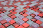 Preview: Mosaico de vidrio piedra mosaico azulejo Resina rustico rojo rosa gris mate 92-0911
