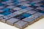 Preview: Kunststein Rustikal Mosaikfliese Glasmosaik Resin blau grau anthrazit silber Küchenrückwand Fliesenspiegel - 82-0402