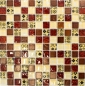 Preview: Kunststein Rustikal Mosaikfliese Glasmosaik Resin beige rot braun vanille schwarz Fliesenspiegel Wand Küche Bad WC - S83-CMCB25