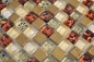 Preview: Mosaique Carre Mosaique de verre Resin mix optique beige rouge Mix translucide aspect retro brillant