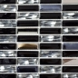 Preview: Mosaik Kreuzverbandoptik Mix Transluzent Edelstahl mix schwarz glaenzend - 10 Mosaikblaetter
