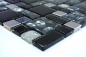 Preview: Glasmosaik Edelstahl Mosaikfliesen schwarz silber klar grau Fliesenspiegel Küchenrückwand Bad WC - 88-03689