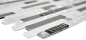 Preview: Mosaico compuesto vidrio mosaico acero mezcla blanco vidrio mezcla translucido acero inoxidable aspecto compuesto brillante