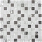 Mobile Preview: Glasmosaik Edelstahl Weiß Silber Fliesenspiegel Wand Küche Badfliese WC - 63-CM-424