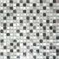 Preview: Mosaico cuadrado vidrio mosaico acero mezcla plata negro mezcla translucido acero inoxidable brillante