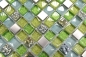 Preview: Mosaico cuadrado vidrio mosaico acero mezcla verde mezcla translucido acero inoxidable brillante