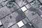 Preview: Piedra natural mosaico de vidrio mosaico de marmol azulejos de acero inoxidable gris plata antracita azulejo backsplash pared cocina cuarto de bano - 88-0204
